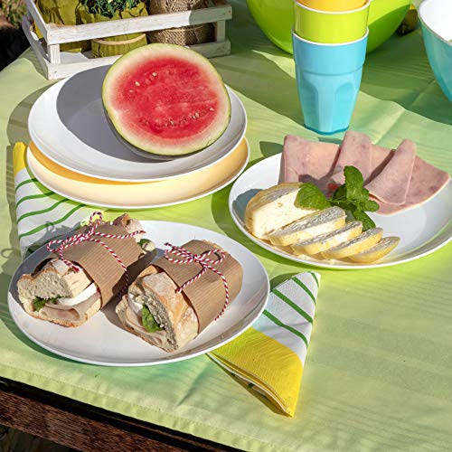 Platos plastico duro reutilizable cocina desayuno postre aperitivos fiesta - juego de 4 platos grandes