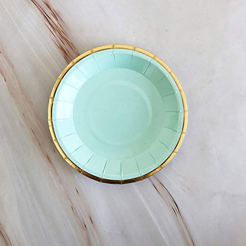 Platos Vajilla Fiesta Vajilla Desechable De Oro Verde Menta Servilletas De Fiesta Platos De Papel Vaso De Paja Suministros De Fiesta De Cumpleaños Para Niños Decoración De La Boda, Plato Pequeño De 1