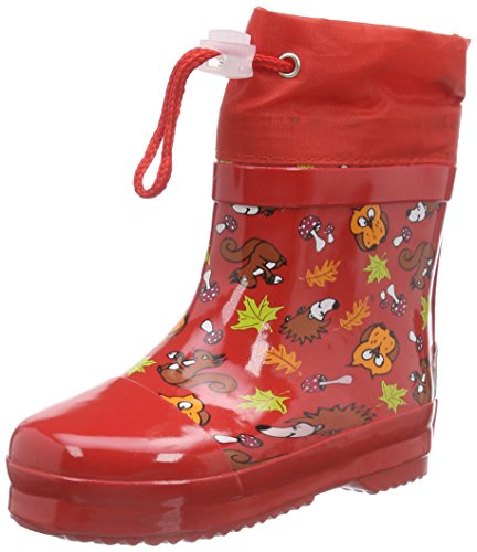 Playshoes Bota de Agua con Forro Animales, Botas de Goma de Caucho Natural Unisex Niños, Rojo (Rot 8), 22 EU