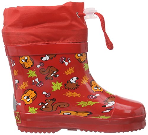 Playshoes Bota de Agua con Forro Animales, Botas de Goma de Caucho Natural Unisex Niños, Rojo (Rot 8), 22 EU