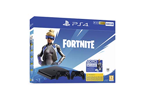 Playstation 4 (PS4) - Consola 500 Gb + 2 Mandos Dual Shock 4 + Contenido Fortnite (Edición Exclusiva Amazon)