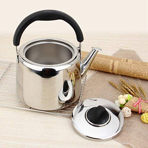 PLHMS Teteras Ollas de té Superior de la Estufa para Acero Inoxidable quirúrgico de la Tetera con Cool Mango Touch de Gran Capacidad de Camping Gas Caldera para Todos Placa de Cocina 5L,5L