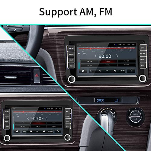 Podofo Radio 2 DIN Android para VW Passat Seat Golf Skoda TOURAN 7 Pulgadas HD Pantalla táctil Navegador GPS Unidad Principal con WiFi Mirror Link Radio FM/Am Cámara de Respaldo