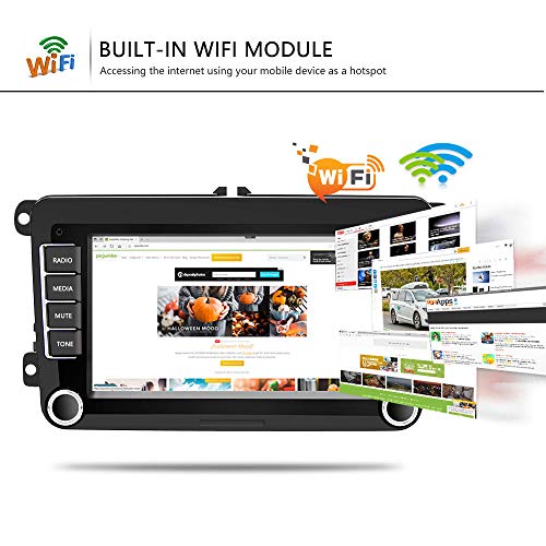 Podofo Radio 2 DIN Android para VW Passat Seat Golf Skoda TOURAN 7 Pulgadas HD Pantalla táctil Navegador GPS Unidad Principal con WiFi Mirror Link Radio FM/Am Cámara de Respaldo