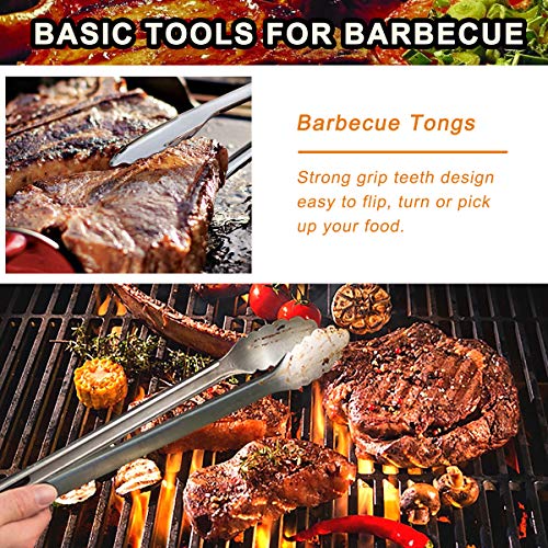 POLIGO 5 Piezas Set Barbacoa Utensilios Parrilla Barbacoa con Estuche para Acampar - Prima Extra Grueso Acero Inoxidable Set Barbacoa Accesorios cumpleaños Navidad papá Hombres