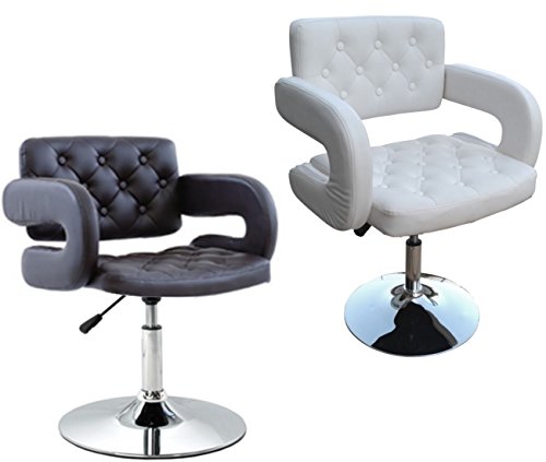 Polironeshop - Lisbona - Sillón taburete giratorio elegante de piel sintética para casa, oficina, vestíbulo, hotel, sala de espera, con pistón de gas, regulable, Negro