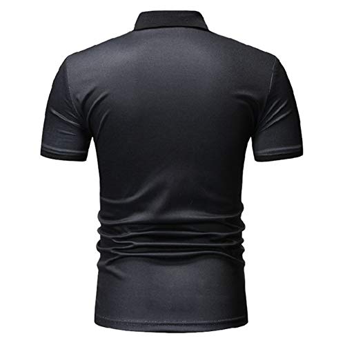 Polo de manga corta para hombre, estampado floral Negro XXXL