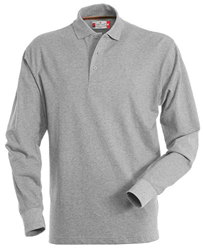 Polo de manga larga para hombre, 100 % algodón, 3 botones color gris XXXL