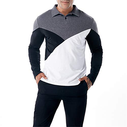 Polo de manga larga para hombre, color para ocio y moda gris XL