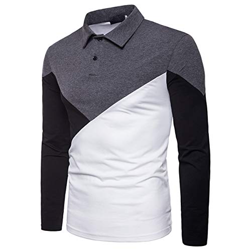 Polo de manga larga para hombre, color para ocio y moda gris XL