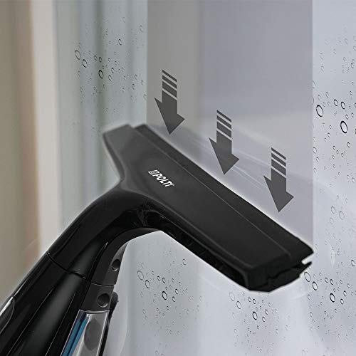 Polti Forzaspira AG220 Plus Limpiacristales sin cables, recargable, batería de iones de litio de 3,6 Volt, 30 minutos de autonomía, mango extensible, botella spray con paño de microfibra, Negro