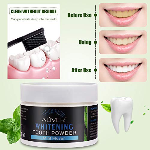 Polvo blanqueador de dientes,Carbon Activado Dientes,Blanqueamiento de dientes,Carbón Activado Coco,Elimina Manchas Dentales, Manchas Café Manchas Té,mejora la salud oral