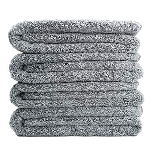 Polyte - Toalla de baño de Microfibra superabsorbente antipelusa - Secado rápido - Gris - 145 x 76 cm - Pack de 4