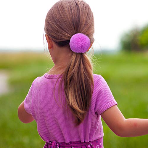 Pom Corbatas de Cabello Banda de Pelo Elástico con Pompones Bolas de Cola de Caballo Esponjosas de Piel para Accesorios de Pelo de Mujer Niña Niños(Kit de Color 3, 30 Piezas)