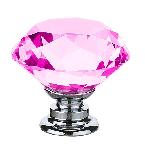 Pomos de cristal de 30 mm para puertas, muebles, armarios, cajones y tiradores con tornillo., rosa