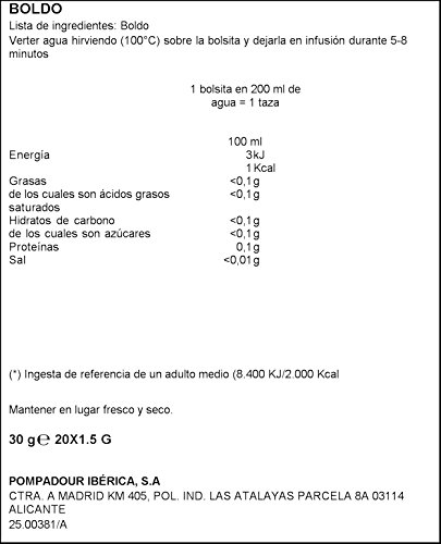 Pompadour - Infusion Boldo - 20 bolsitas
