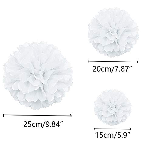 Pompones de Papel de Seda con pompón de Flores de Papel para decoración de Bodas, Fiestas, decoración de Bodas, Kit de decoración para Fiestas y Celebraciones, 15 Unidades de 6, 8, 10 Pulgadas