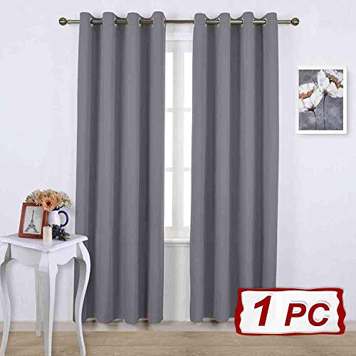 PONY DANCE Cortinas Largas Salón Grises - Panel de Drapeados Blackout para Probador Puerta Ventana Dormitorio Infantil Habitación Juvenil, 1 Pieza, 132 x 210 cm, Gris