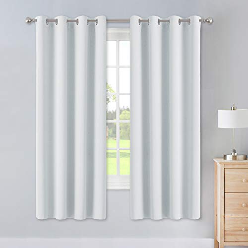 PONY DANCE Cortinas Opacas Modernas - Térmicos Aislantes Frío Calor para Casa, 2 Uds, 140 x 175 cm, Blanco Gris