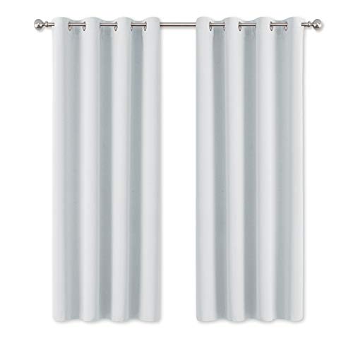 PONY DANCE Cortinas Opacas Modernas - Térmicos Aislantes Frío Calor para Casa, 2 Uds, 140 x 175 cm, Blanco Gris