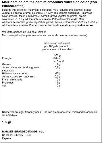 Popitas - Palomitas Dulces De Colores Para Microondas. Bolsa 100 g