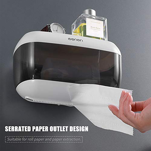 Portarrollo para Papel Higiénico, Impermeable Dispensador de Toallas de Papel Manual Autoadhesivo, para baño Papel para Cocina doméstica con el Teléfono Móvil Estante de Almacenamiento