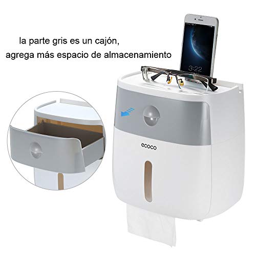 Portarrollos para Papel Higiénico, portarrollos baño Adhesivo, Impermeable Montado en la Pared Porta Rollos de Papel Higienico con el Teléfono Móvil Estante de Almacenamiento