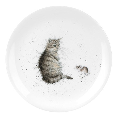 Portmeirion Home & Gifts Wrendale Coupe - Plato de gato y ratón (gato), porcelana de hueso, multicolor, 20,7 x 20,7 x 1 cm