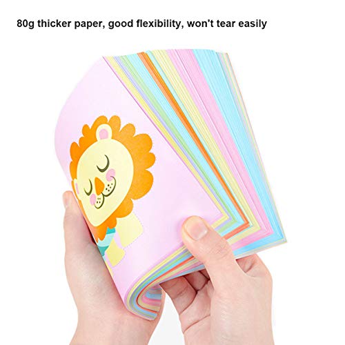 Powcan Libro de Actividades de Corte con Tijera, Kit de artesanía de Tijera, Bricolaje de Papel, Habilidades de Tijera para niños Desarrollo temprano Aprendizaje de Juguetes, Edades 3 +, 100 páginas