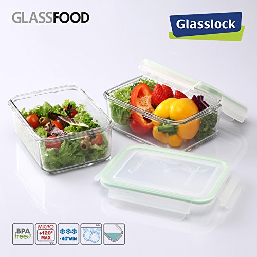 PracticFood GlassFood - Bolsa Térmica Porta Alimentos Valira Soft con 2 Contenedores Glasslock de 715 ml en Vidrio Sódico-Cálcio Templado, Color Rojo