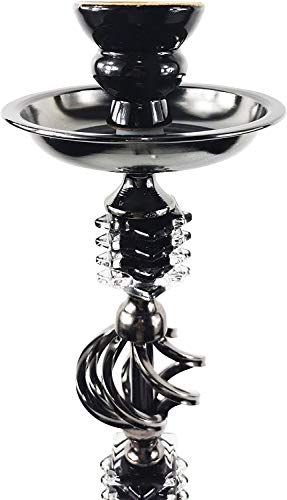 Pre&Mium Cachimba Pipa de Agua Shisha Hookah 55 cm 2 Manguera Cachimba Narguile agua tubo vidrio fumar negro (Shisha)