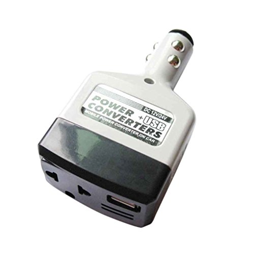 PRENKIN 12V / 24V a 220V USB de plástico ABS Negro Cargador USB Cargador de teléfono móvil Universal 10W del Transformador de energía del Coche del convertidor