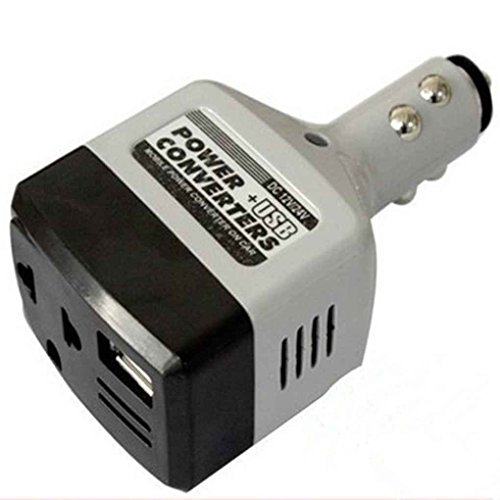 PRENKIN 12V / 24V a 220V USB de plástico ABS Negro Cargador USB Cargador de teléfono móvil Universal 10W del Transformador de energía del Coche del convertidor