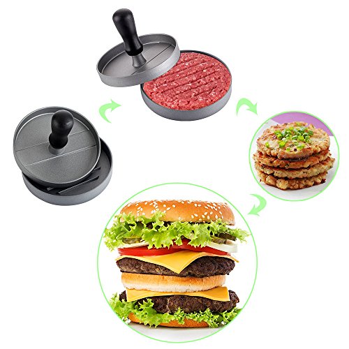 Prensa para hamburguesas, hamburguesera eléctrica, utensilio de cocina para prensar carne, antiadherente, aluminio, para una hamburguesa, ideal para barbacoas