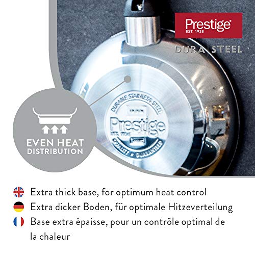 Prestige Durasteel 20 cm sartén Honda, sartén Antiadherente, sartenes de Acero Inoxidable aptas para lavavajillas y Todo Tipo de cocinas, Incluidas Las de inducción