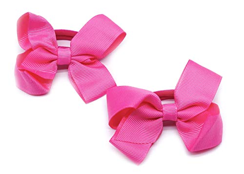 Pretty Pair of 2 Soft Jersey Elastics con lazos de grogrén en fucsia