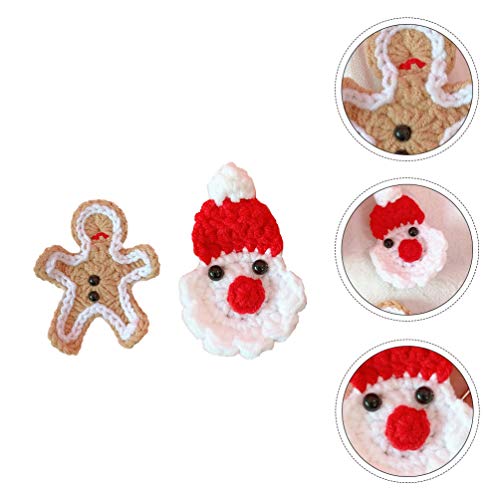 PRETYZOOM 2 Piezas Broche de Navidad Pin Lindo de Lana de Tejer Pin de Navidad Muñeco de Nieve Broche de Pan de Jengibre Ropa Pin Decoración para Regalos de Fiesta de Navidad