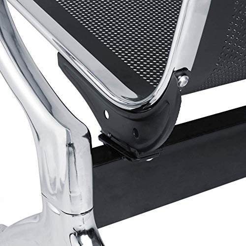 PrimeMatik - Bancada para sala de espera con sillas ergonómicas negras de 3 plazas