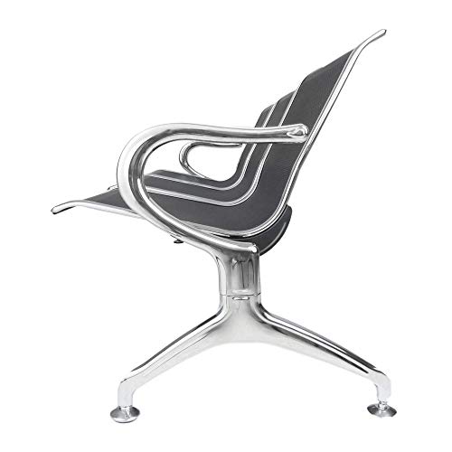 PrimeMatik - Bancada para sala de espera con sillas ergonómicas negras de 3 plazas