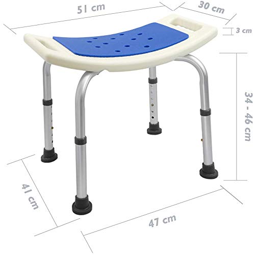 PrimeMatik - Taburete de Ducha ergonómico Antideslizante Regulable en Altura Acolchado