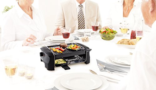 Princess Parrilla 162800 Grill Party Raclette, 600 W, acero inoxidable, 4 personas, color negro