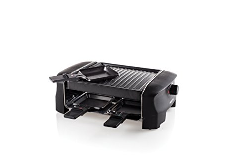 Princess Parrilla 162800 Grill Party Raclette, 600 W, acero inoxidable, 4 personas, color negro