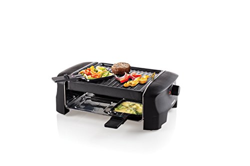 Princess Parrilla 162800 Grill Party Raclette, 600 W, acero inoxidable, 4 personas, color negro