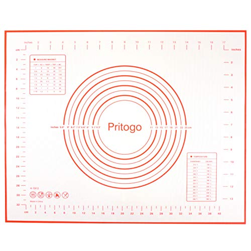 Pritogo Silicona con Tejido 50 * 40 cm, Esterilla de Horno BPA libremente, -40°C hasta 240°C, sin Aceite & Grasa, Revestimiento Antiadherente para Pizza, Pasteles, Masa, Carne, etc.