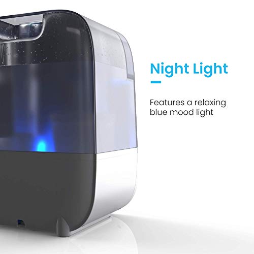 Pro Breeze® Humidificador Ultrasónico de 5.6 litros. con Neblina Fría y Cálida, Pantalla LED, Sensor de Humedad, Temporizador, Apagado Automático y Salida de 360°