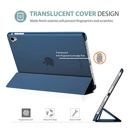 ProCase Funda Inteligente para iPad Pro 9,7" 2016, Carcasa Folio Ligera y Delgada con Smart Cover/Reverso Mate Translúcido/Soporte para Apple iPad Pro 9.7 Pulgadas A1673 A1674 A1675 -Azul Marino