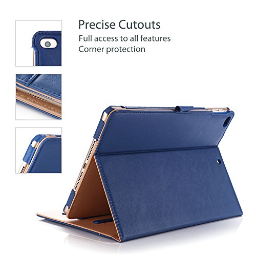 ProCase Funda iPad 9.7 2018/2017- Estuche Clásico Folio con Soporte Cubierta Inteligente Plegable para iPad 9.7 Pulgadas 2018/2017, iPad Air 2 / iPad Air, con Múltiples Ángulos de Visión –Azul Oscuro