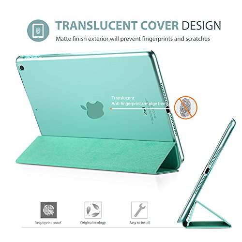 ProCase Funda iPad 9,7" 6.ª 2018/5.ª 2017, Estuche Delgado Ligero Carcasa con Soporte Tapa Inteligente Reverso Translúcido para iPad 9,7 Pulgadas –Menta