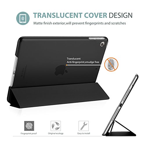 ProCase Funda iPad Mini 1/2/3 (Modelos Viejos), Carcasa Folio Ligera Delgada con Smart Cover Reverso Translúcido para 7,9" Apple iPad Mini 1 Mini 2 Mini 3 –Negro