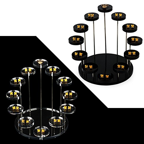 Proglam - Soporte organizador de joyas de acrílico transparente con 12 bandejas para anillos, pendientes, pulseras, collares, etc.